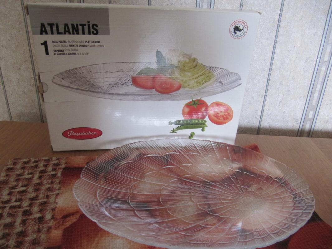 Тарелка столовая мелкая овальная для сервировки стола торговая марка Pasabahce, серия Atlantis, мате - Новотроицк