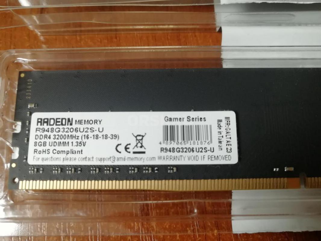 Оперативная память DIMM ddr4 16Gb (2x8гб) 3200мГц AMD R948G3206U2S-U Новая открывалась для проверки/ - Орск