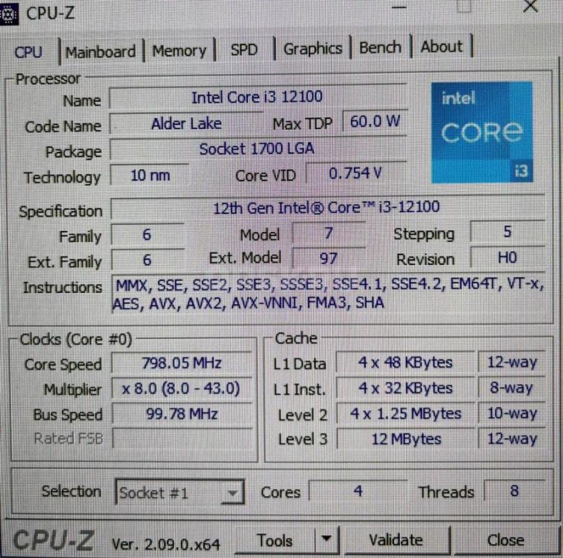 Состояние: Новое
Производитель: Intel                 Модель:  Intel Core i3-12100
Сокет: LGA1700 - Орск