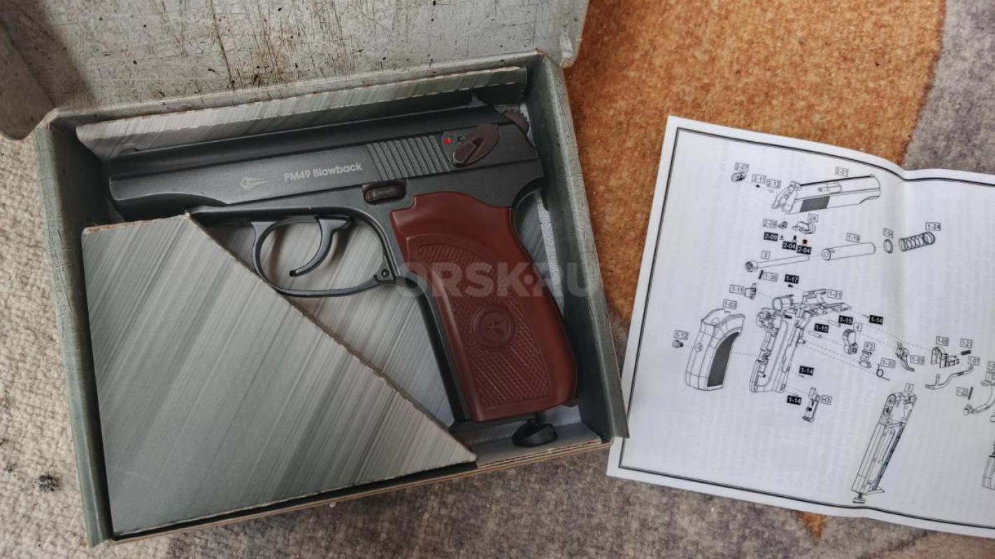 Новый Пневматический пистолет пм49 подвижный затвор металлический не травит - Орск