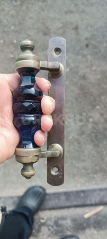 Ручка старинная царских времен, бронза с резным стеклом, до 1917г. - Орск