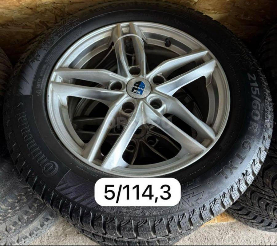 Продам зимний комплект колес в сборе
Шины Continental IceContact 2 215/60  R16 96T Шипованные состоя - Орск