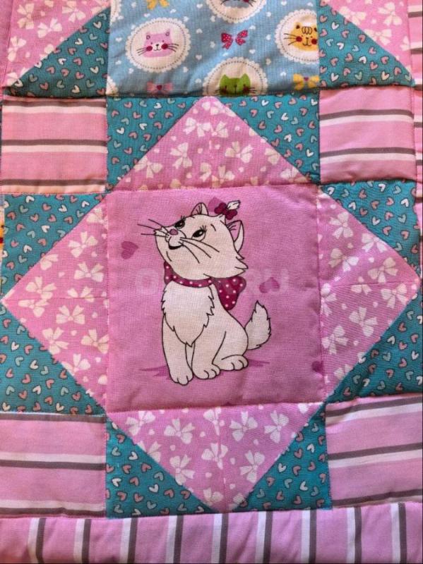 Детское, лоскутное стеганое одеяло/покрывало Котята, хлопок, синтепон. - Орск