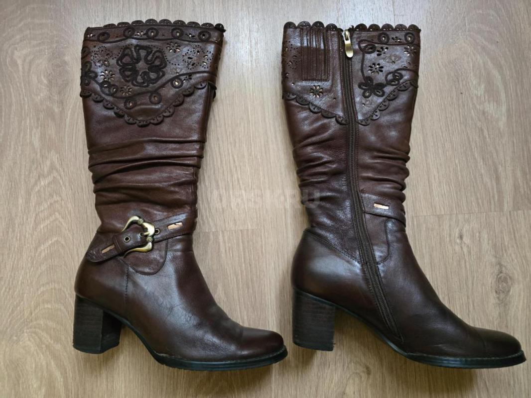 Сапоги зимние,натуральная кожа,мех.с пряжкой 37 размер. - Орск