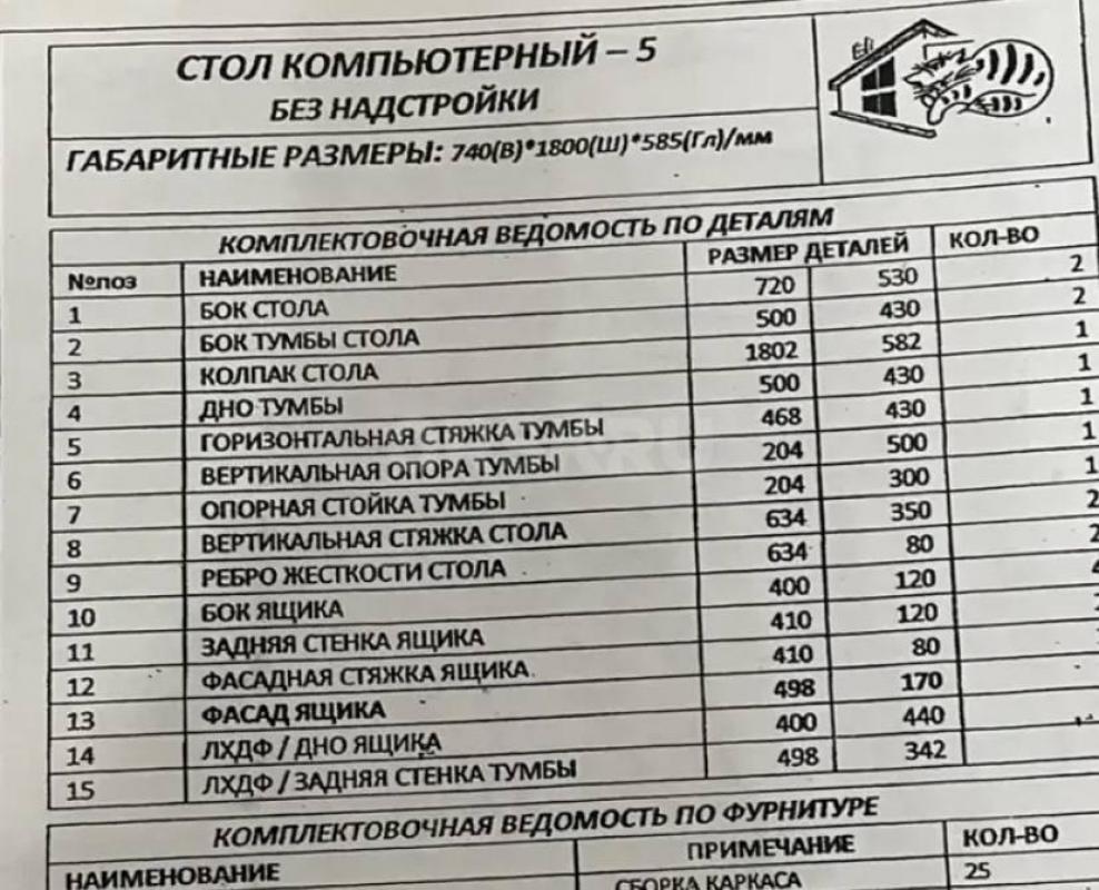 Продам письменный стол ( два рабочих места) Все характеристики на фото. - Орск