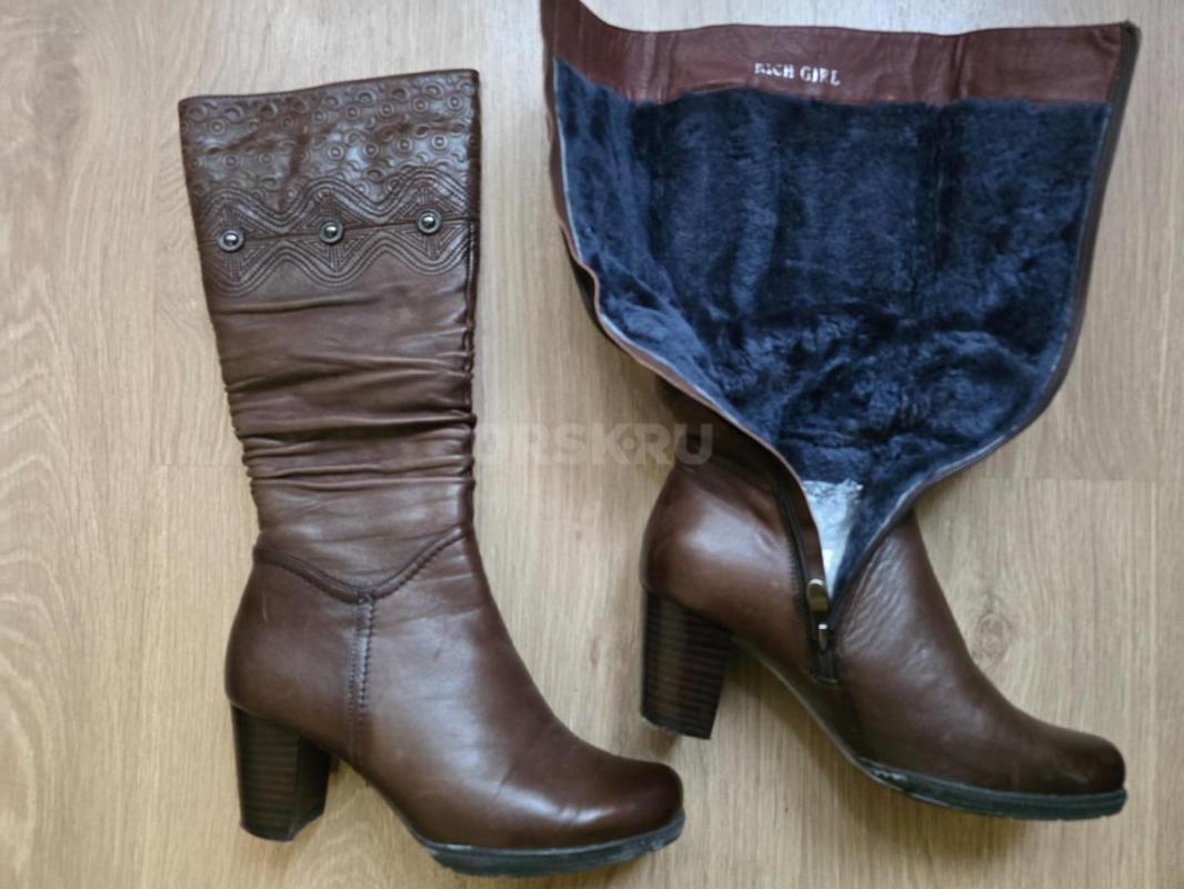 Сапоги зимние,натуральная кожа,мех.с пряжкой 37 размер. - Орск