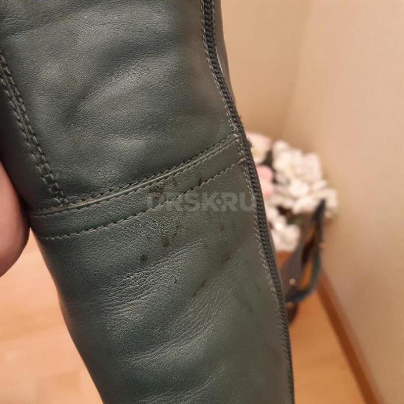 Сапоги женские, демисезонные, натуральная кожа. 39 размер, бренд RIBBICA, бомбического зеленого цвет - Орск